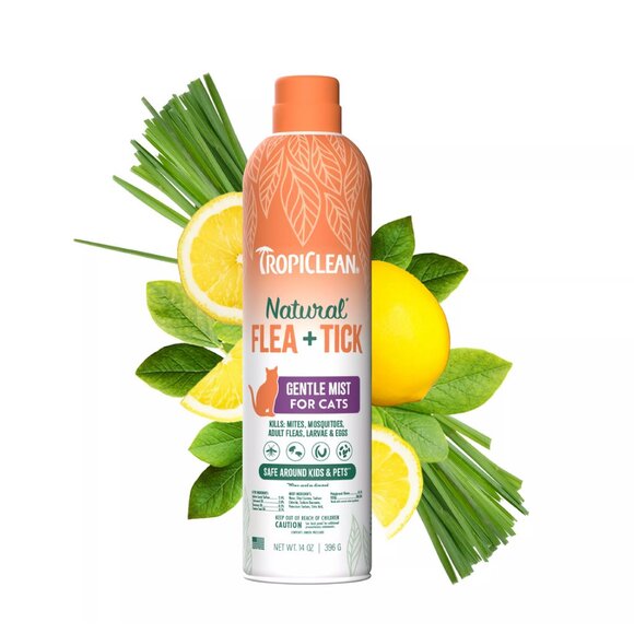 NEW!TropiClean Natural Flea + Tick Gentle Spray Mist for Cats - Picture 3 of 7